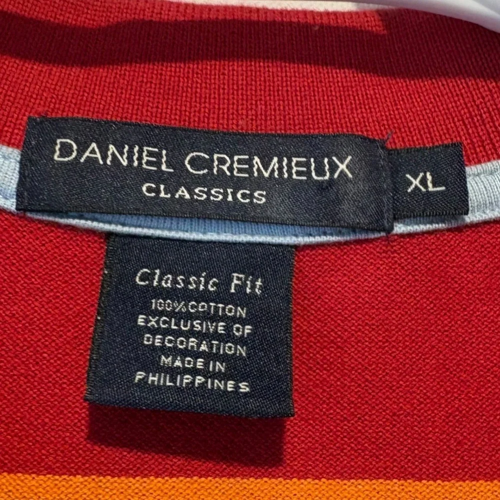 Daniel Cremieux Classics‎ Mens XL Red Striped Polo Shirt Short Sleeve Cotton